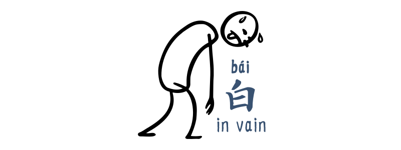 白 bái in vain Chinese grammar
