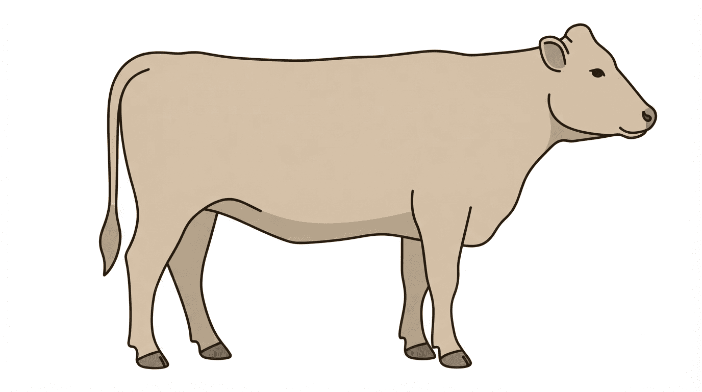 Diagram of a cow showing beef cut locations