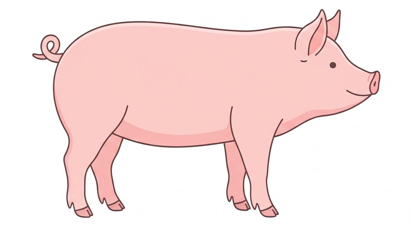 Diagram of a pig showing pork cut locations