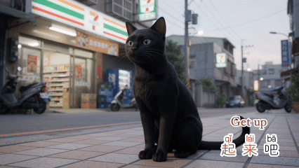 貓咪起來找吃的 a cat getting up to go find food