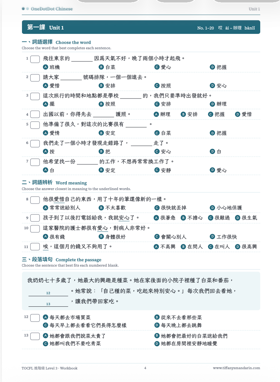 TOCFL Level 3 進階級 Vocabulary • Workbook - Image 4